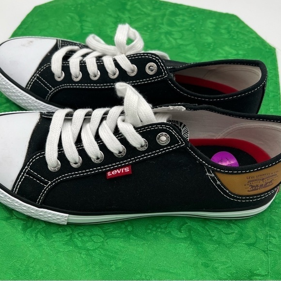 Levi’s Red Label Black Canvas Logo Lace Up Sneaker Shoes Size US 8 1/2 - Picture 3 of 5
